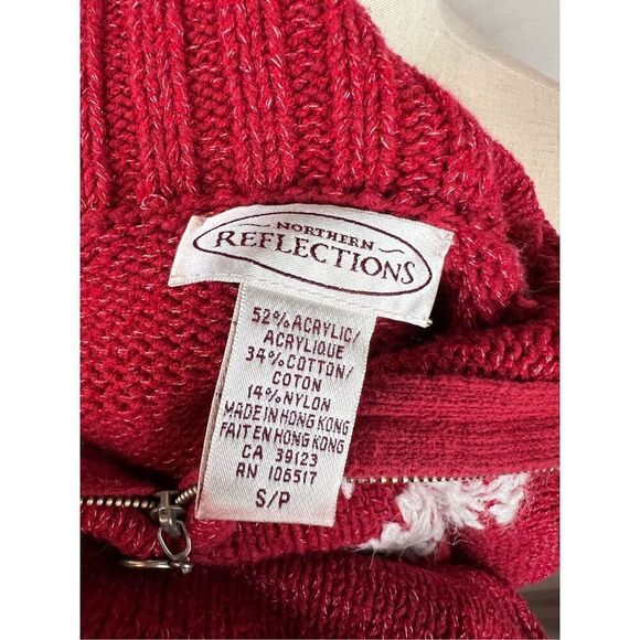 Vintage 1990s Northern Reflections Red Snowflake Sweater 1/4 Zip - Picture 6 of 6
